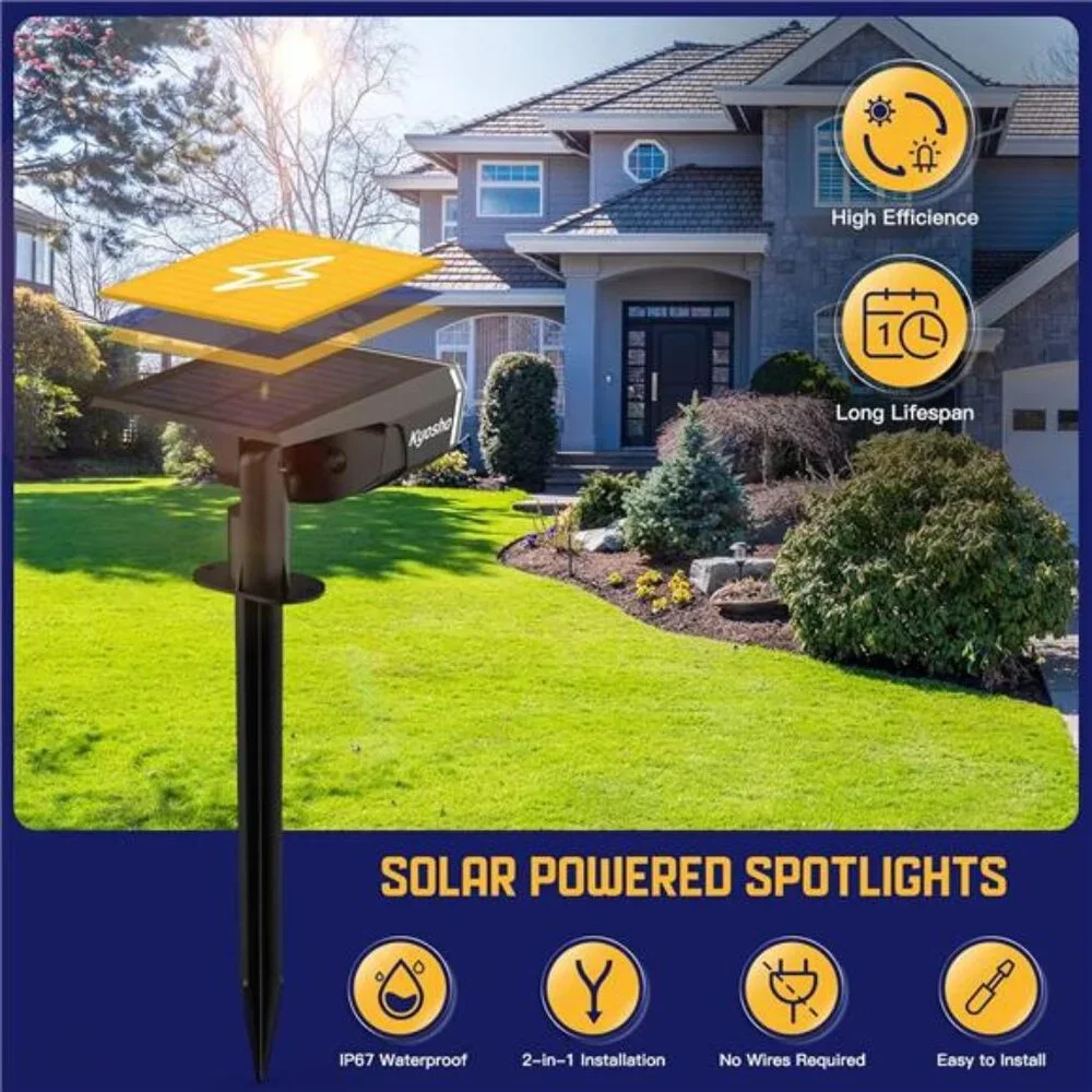 Solar Color Spot Lights Outdoor, 9 Lighting Modes Halloween Christmas 38 LEDs